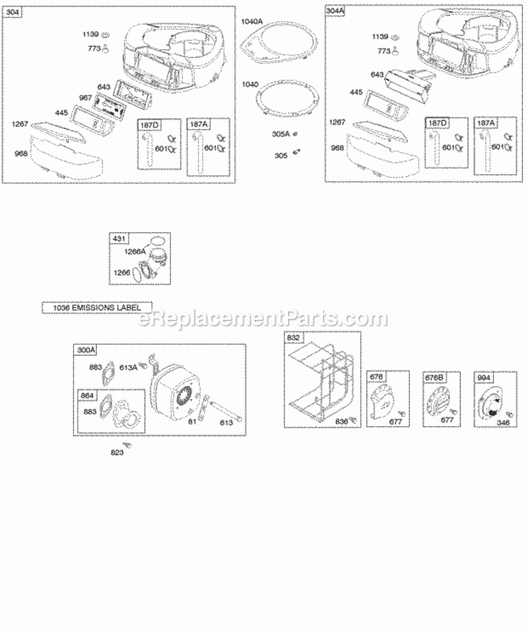 Air Cleaner Blower Housing Exhaust System Diagram and Parts List for 215702-0110-B1  Briggs and Stratton Engine